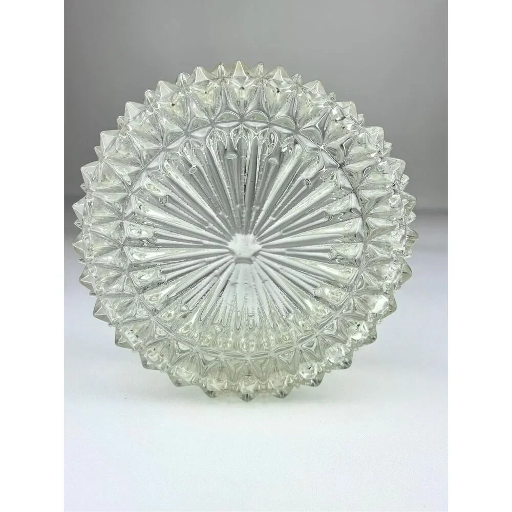 Vintage MCM Diamond Point Starburst Glass Ceiling Globe Light Shade 5 7/8 Fitter